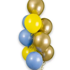 Ballongbukett Gul, blå & guld