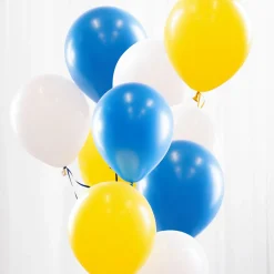 Ballongbukett Gul, blå & vit