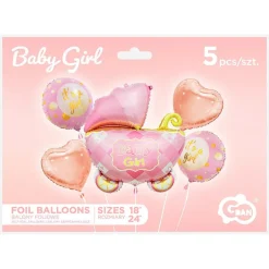 Ballongbukett - Rosa Barnvagn