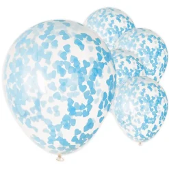 Ballonger med blå hjärtformad konfetti 5-pack