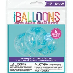 Ballonger med blå hjärtformad konfetti 5-pack