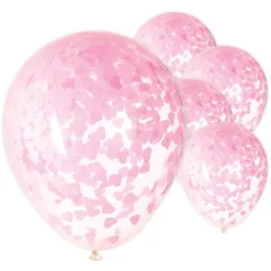 Ballonger med rosa hjärtformad konfetti, 5-pack