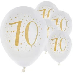 Ballonger Vit & Guld 70 år 8-pack