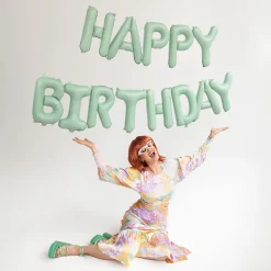 Ballonggirlang Happy Birthday Grön 340 cm
