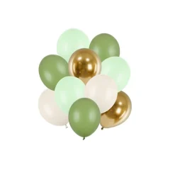 Ballongmix Grön & Guld 10-pack