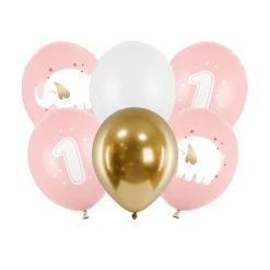 Ballongmix 1 år, Rosa elefant 6-pack