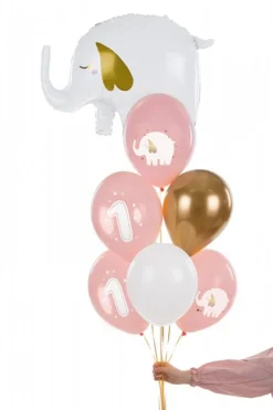 Ballongmix 1 år, Rosa elefant 6-pack