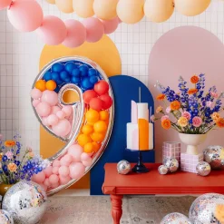 Ballongram att dekorera själv 126 cm, siffra 9