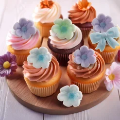 Blommor & Rosetter Sockerdekorationer Blå 10-pack