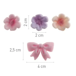 Blommor & Rosetter Sockerdekorationer Rosa 10-pack