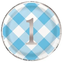 Blårutiga Tallrikar - 1 år 8-pack