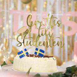 Cake Topper Grattis till Studenten guld