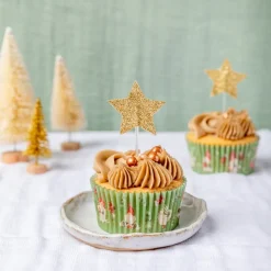 Cake Toppers - Guldglittrande stjärnor 12-pack
