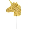 Cake Toppers - Guldglittrande enhörningar 12-pack
