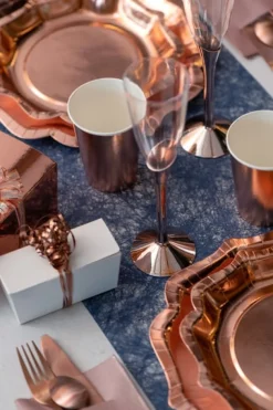 Champagneglas av plast med roséguldfot 6-pack