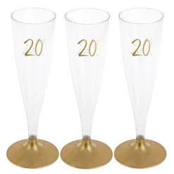 Champagneglas med guldfot 20 år 6-pack