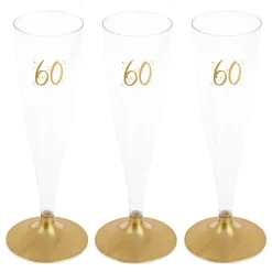 Champagneglas med guldfot 60 år 6-pack