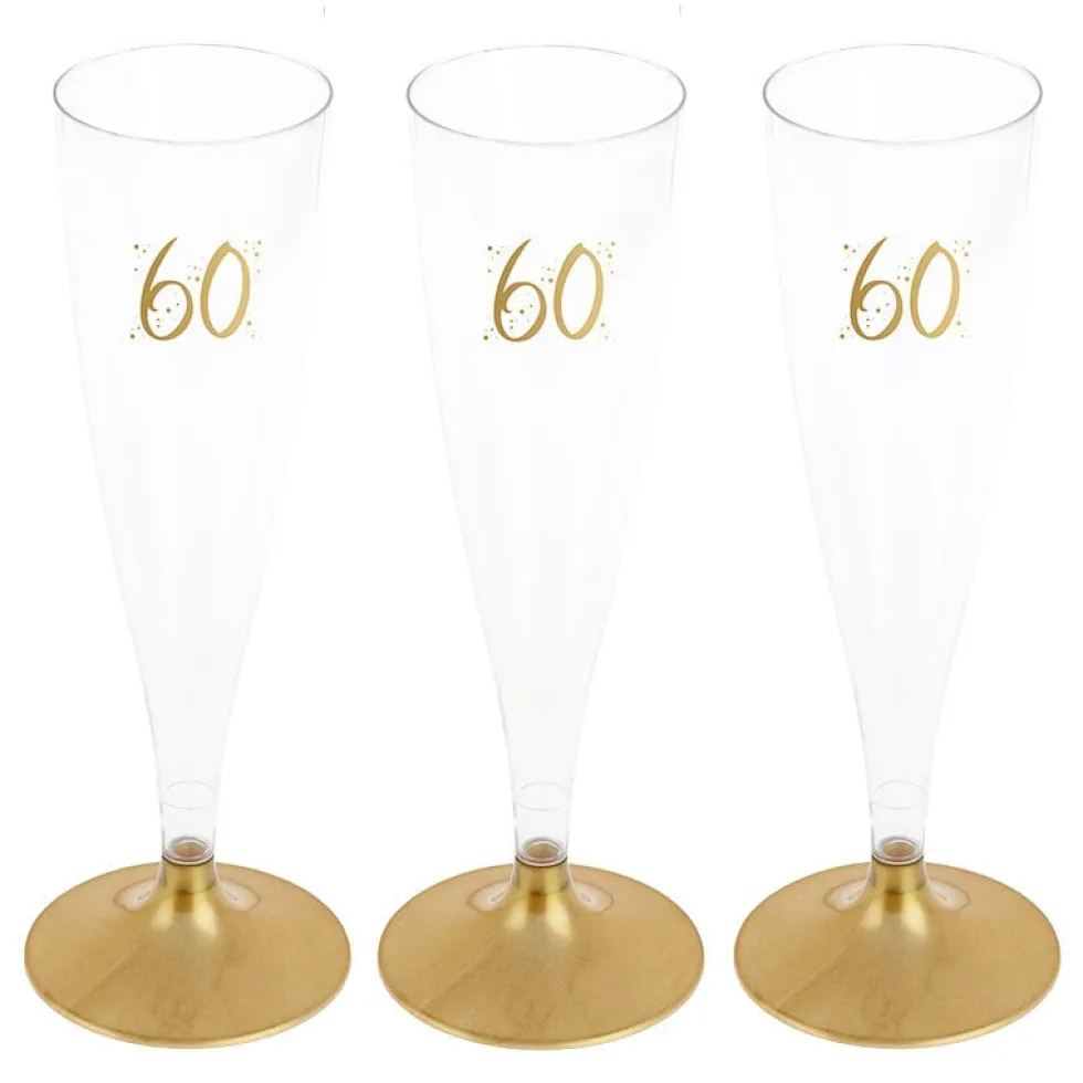 Champagneglas med guldfot 60 år 6-pack