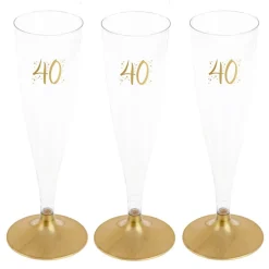 Champagneglas med guldfot 40 år 6-pack