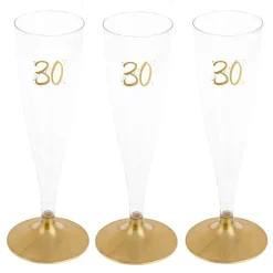 Champagneglas med guldfot 30 år 6-pack