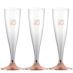 Champagneglas med roseguldfot 80 år 6-pack