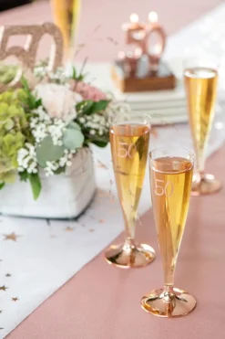 Champagneglas med roseguldfot 70 år 6-pack