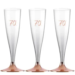 Champagneglas med roseguldfot 70 år 6-pack