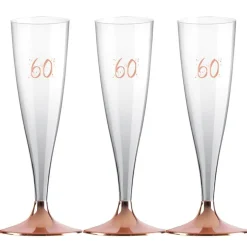 Champagneglas med roseguldfot 60 år 6-pack