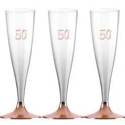 Champagneglas med roseguldfot 50 år 6-pack