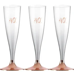 Champagneglas med roseguldfot 40 år 6-pack