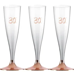 Champagneglas med roseguldfot 30 år 6-pack