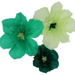 Dekorationer Gröna Pappersblommor, 30 cm 3-pack
