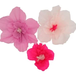 Dekorationer Rosa Pappersblommor, 30 cm 3-pack
