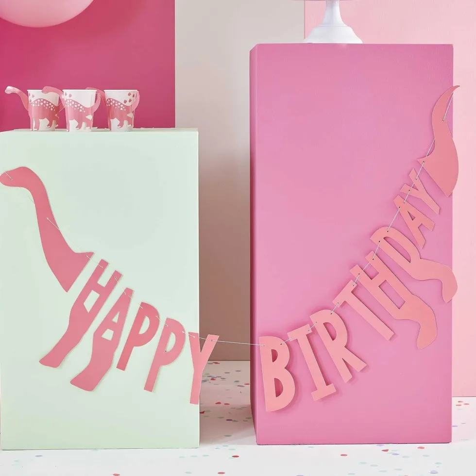 Dinosaur Roar Pink - Girlang Happy Birthday 137 cm