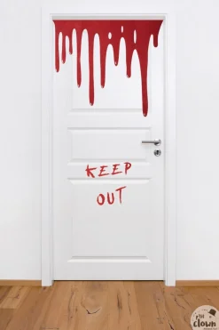 Dörrdekoration med bloddroppar Keep out