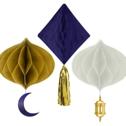 Eid Mubarak - Hängande dekorationer i honeycomb 3-pack