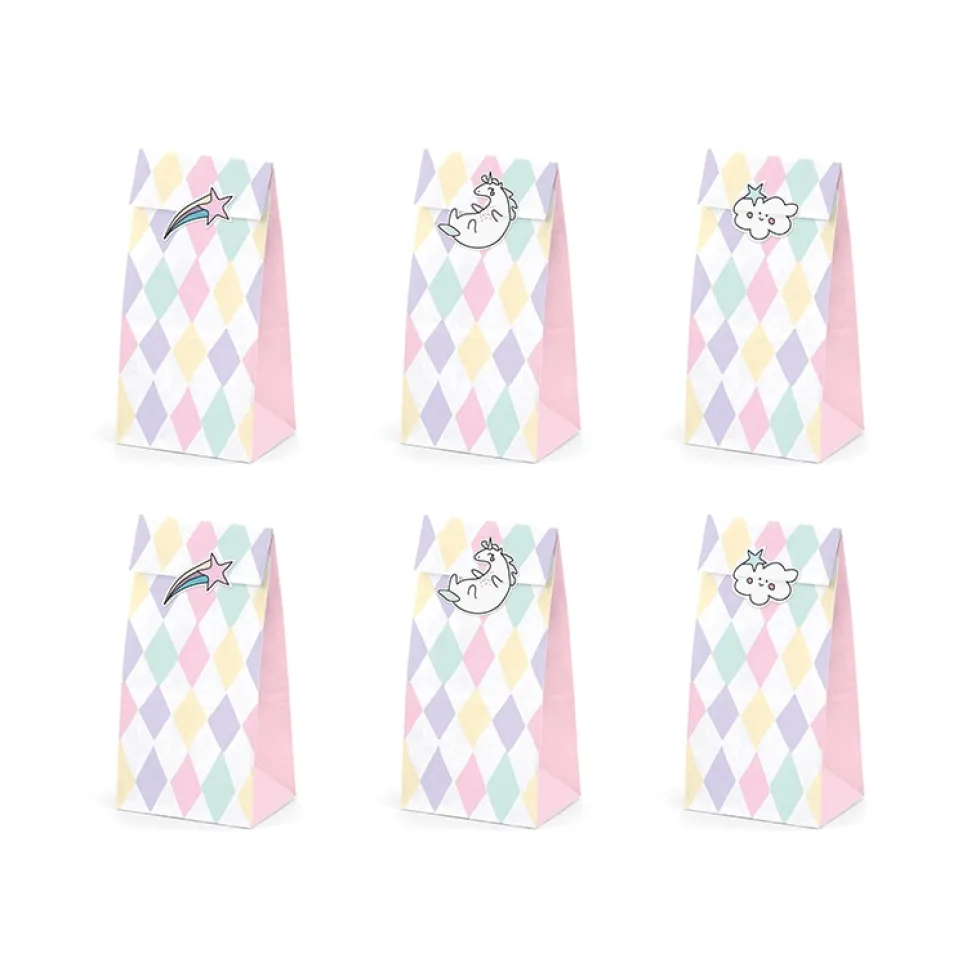 Enhörning - Kalaspåsar med stickers 6-pack