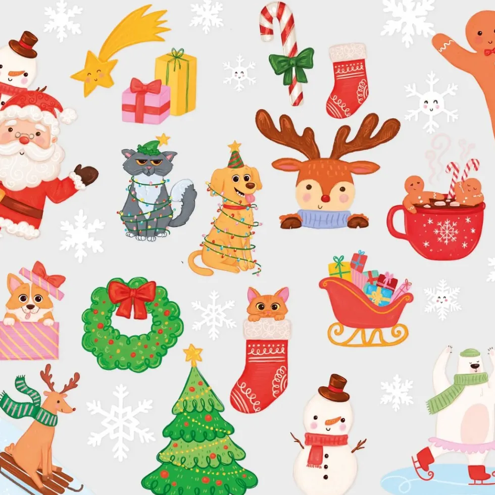 Fönsterstickers Julmotiv 30 st.