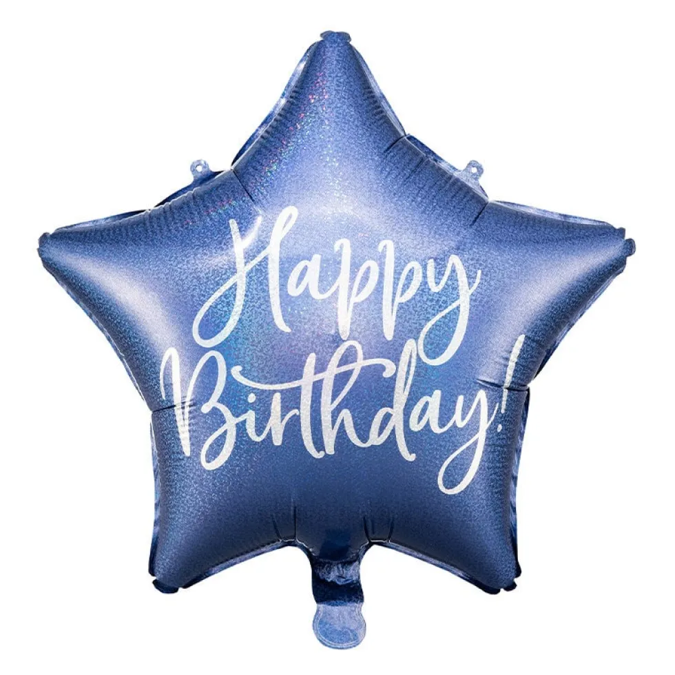 Folieballong Blå - Happy Birthday