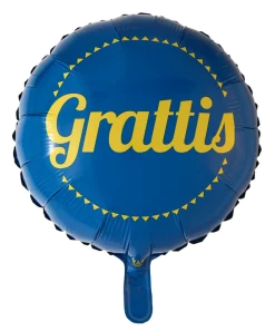Folieballong Grattis blå/gul