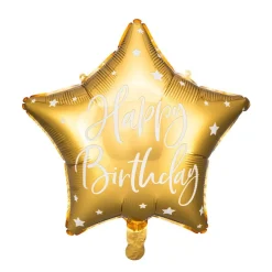 Folieballong Guld, Happy Birthday