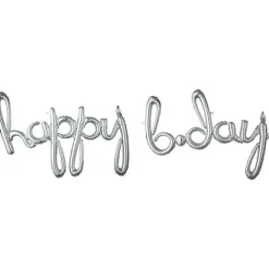 Folieballong, Happy Bday Silver
