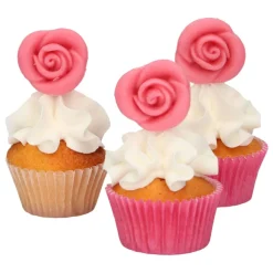 FunCakes - Marsipan Dekorationsrosor rosa 6-pack