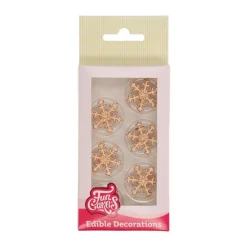 FunCakes - Sockerdekorationer Snöflingor guld 12-pack