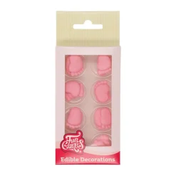 FunCakes - Sockerdekorationer Baby Feet Rosa 16-pack