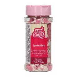 FunCakes - Strössel Rosa och vita hjärtan 60 gram