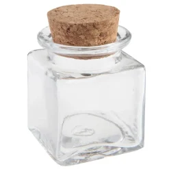Fyrkantig glasflaska med kork 4 x 6 cm 12-pack