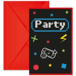Gamers Party - Inbjudningskort med kuvert 6-pack
