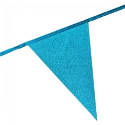 Glittrande flaggirlang i blått 6 meter