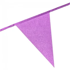 Glittrande flaggirlang i rosa 6 meter